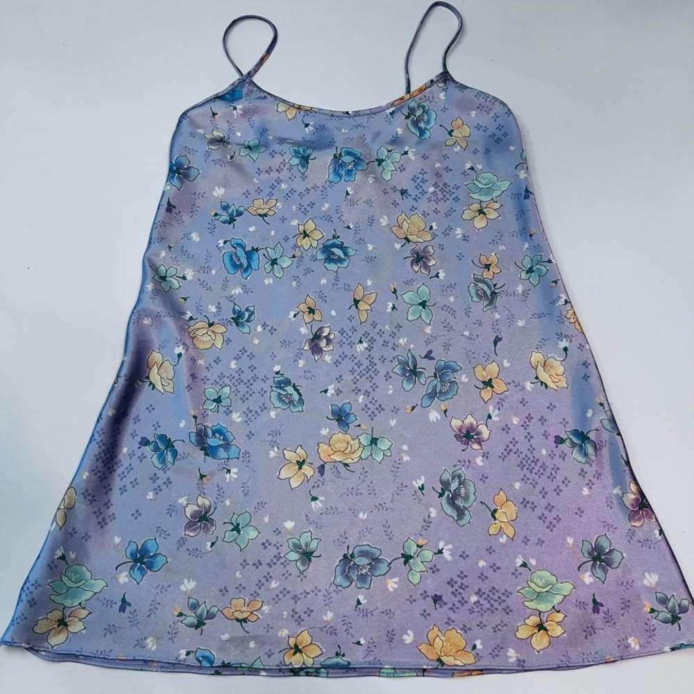 Vintage Delicates Floral Satin Nightgown Slip Dress Made in USA Women's Small
